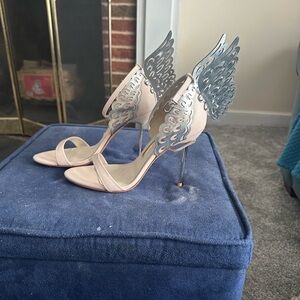 Sophia Webster Silver and Cream Evangeline Winged Heels